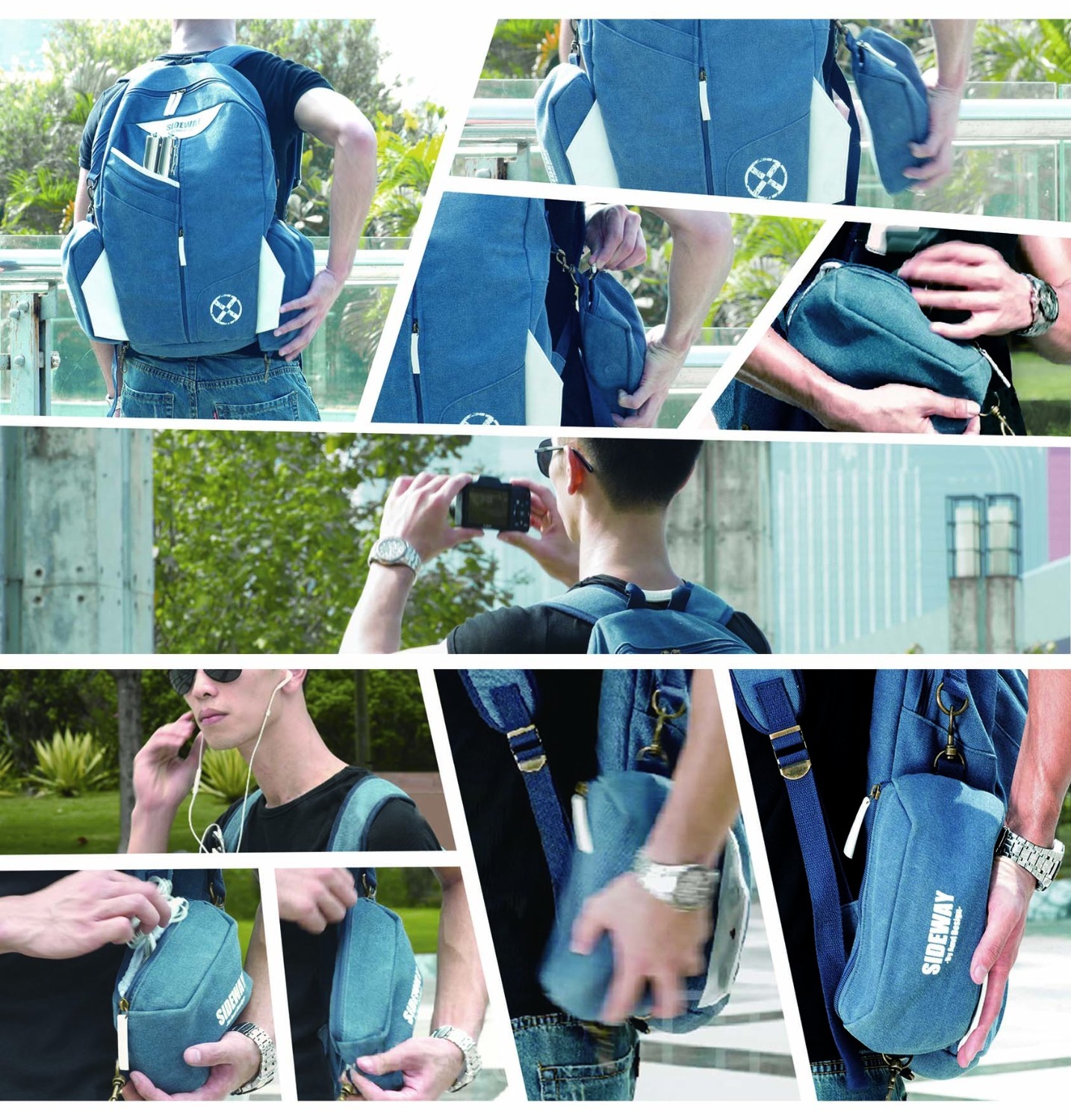 sideway backpack